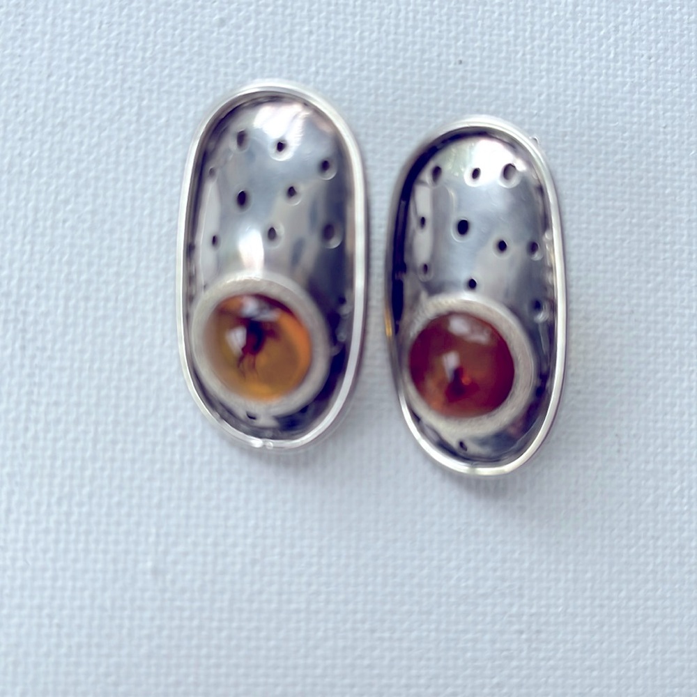 Amber Earrings in Sterling Silver